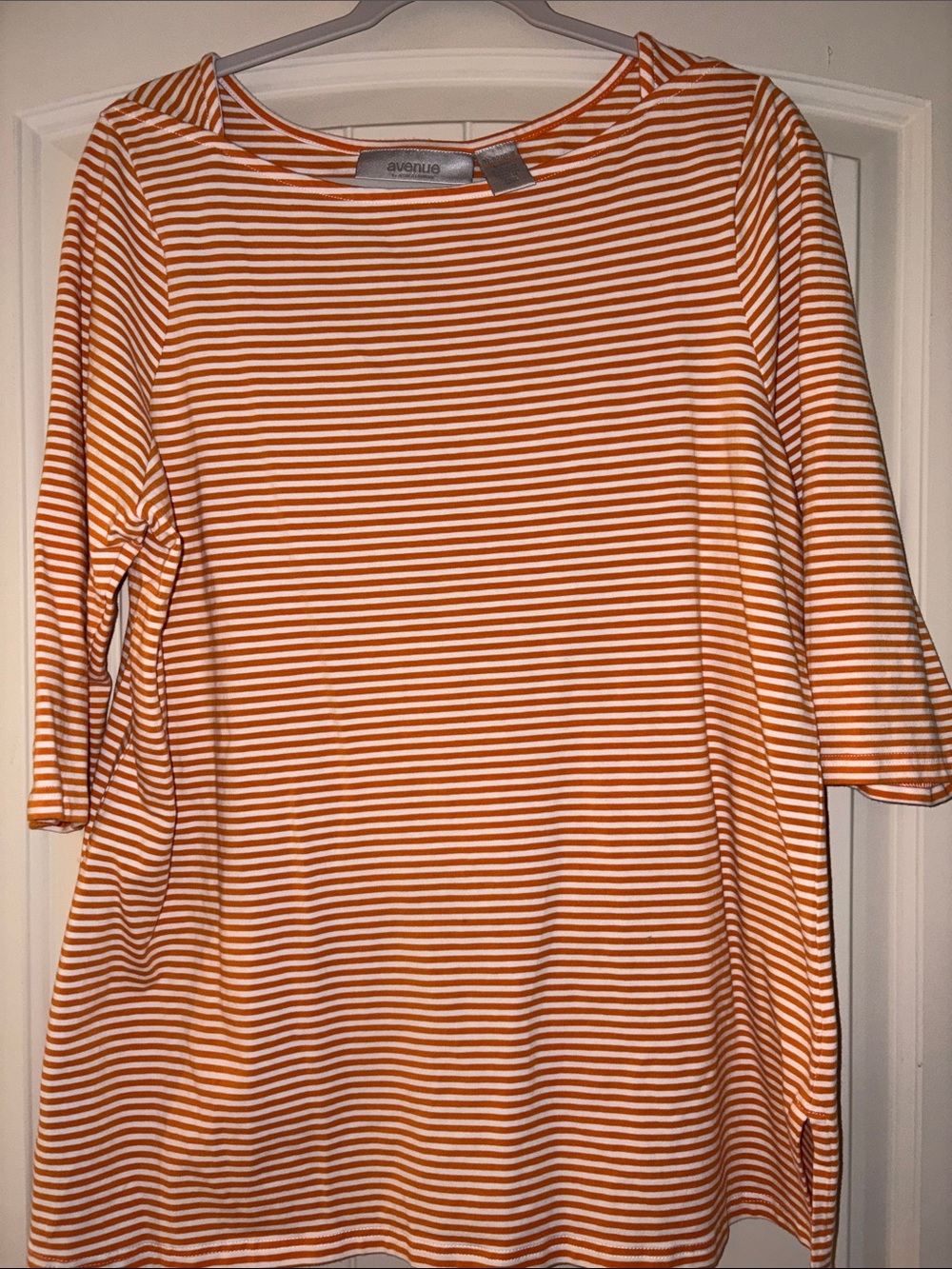 Jessica London top Avenue 3/4 soft jersey material 18/20 pumpkin stripe - Picture 3 of 6